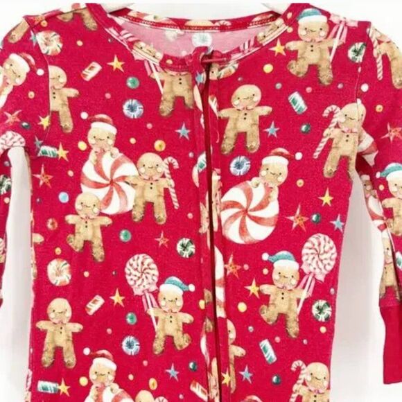 Posh Peanut Bamboo Gingerbread LaneRed sip up footie Holiday NWT size 3-6 months - Picture 3 of 11